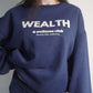 Wealth & Wellness Club Navy Blue Oversized Crewneck Sweatshirt