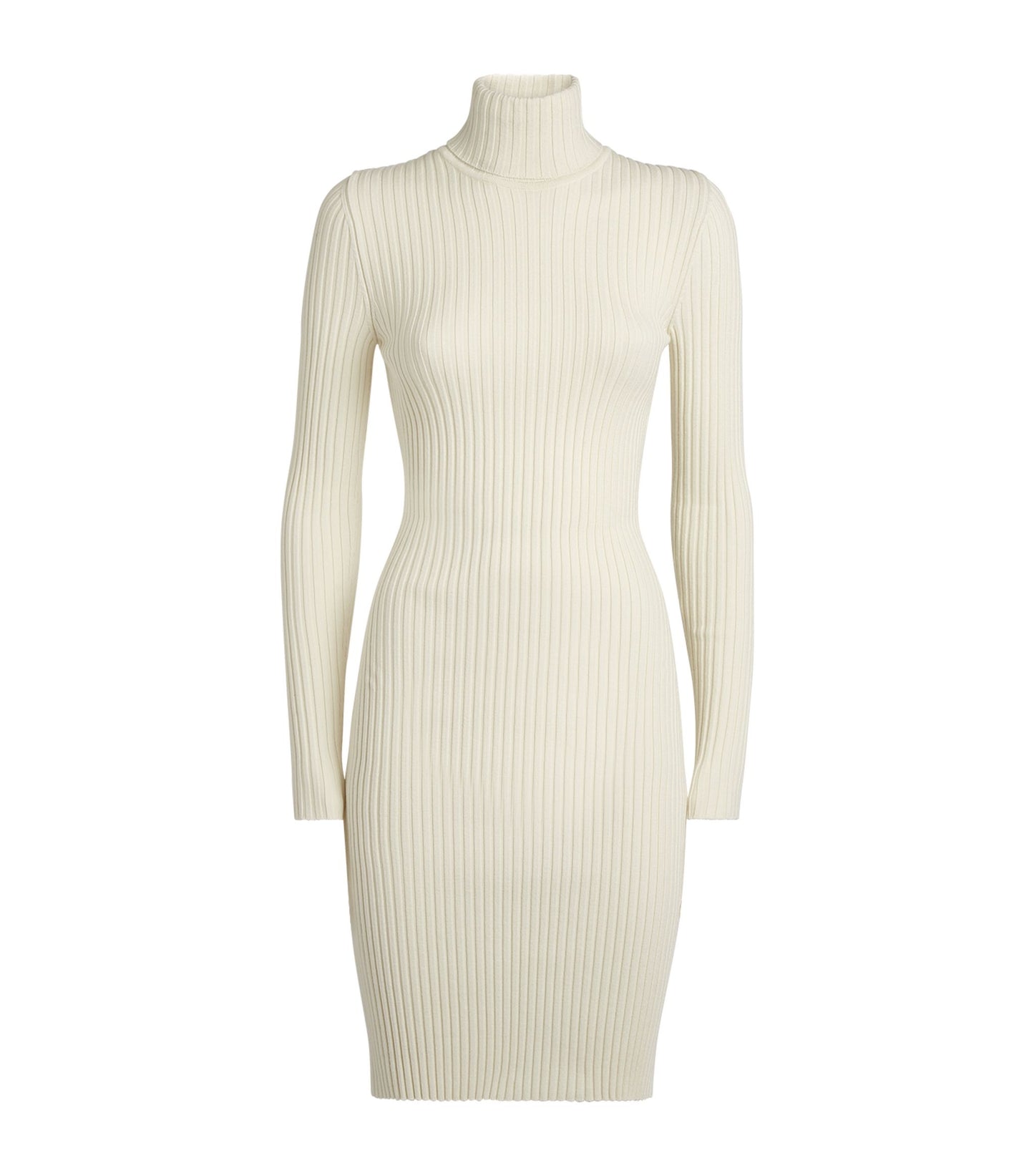 Turtleneck cream jersey cotton ribbed mini dress 🤍