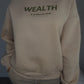 Wealth & Wellness Club Tan and Green Oversized Crewneck Sweatshirt