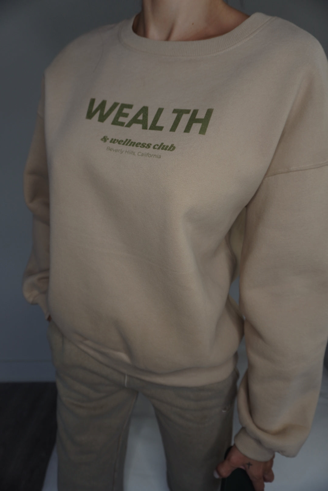 Tan oversized crew online neck