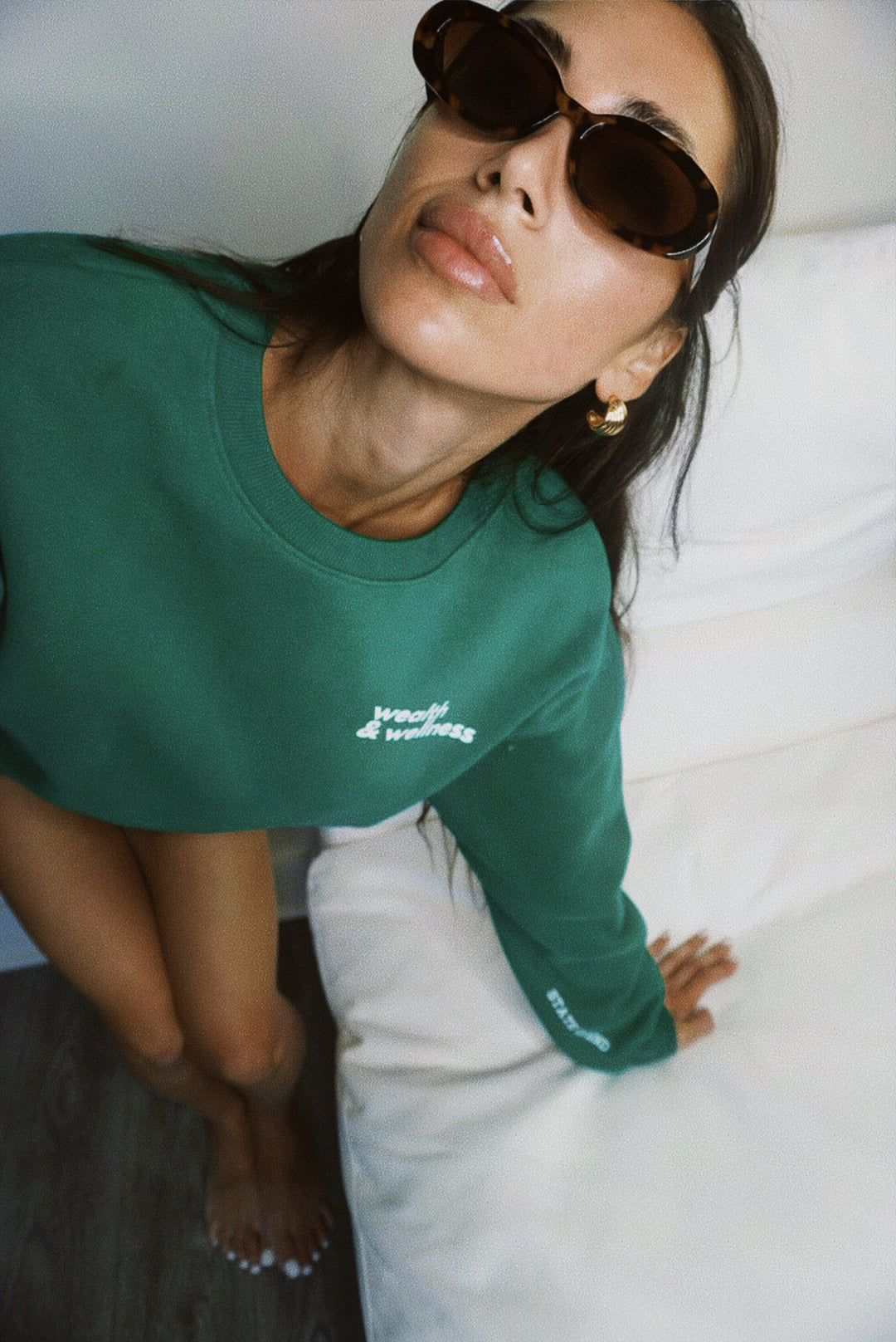 Wealth & Wellness Club Kelly Green Oversized Crewneck Sweatshirt