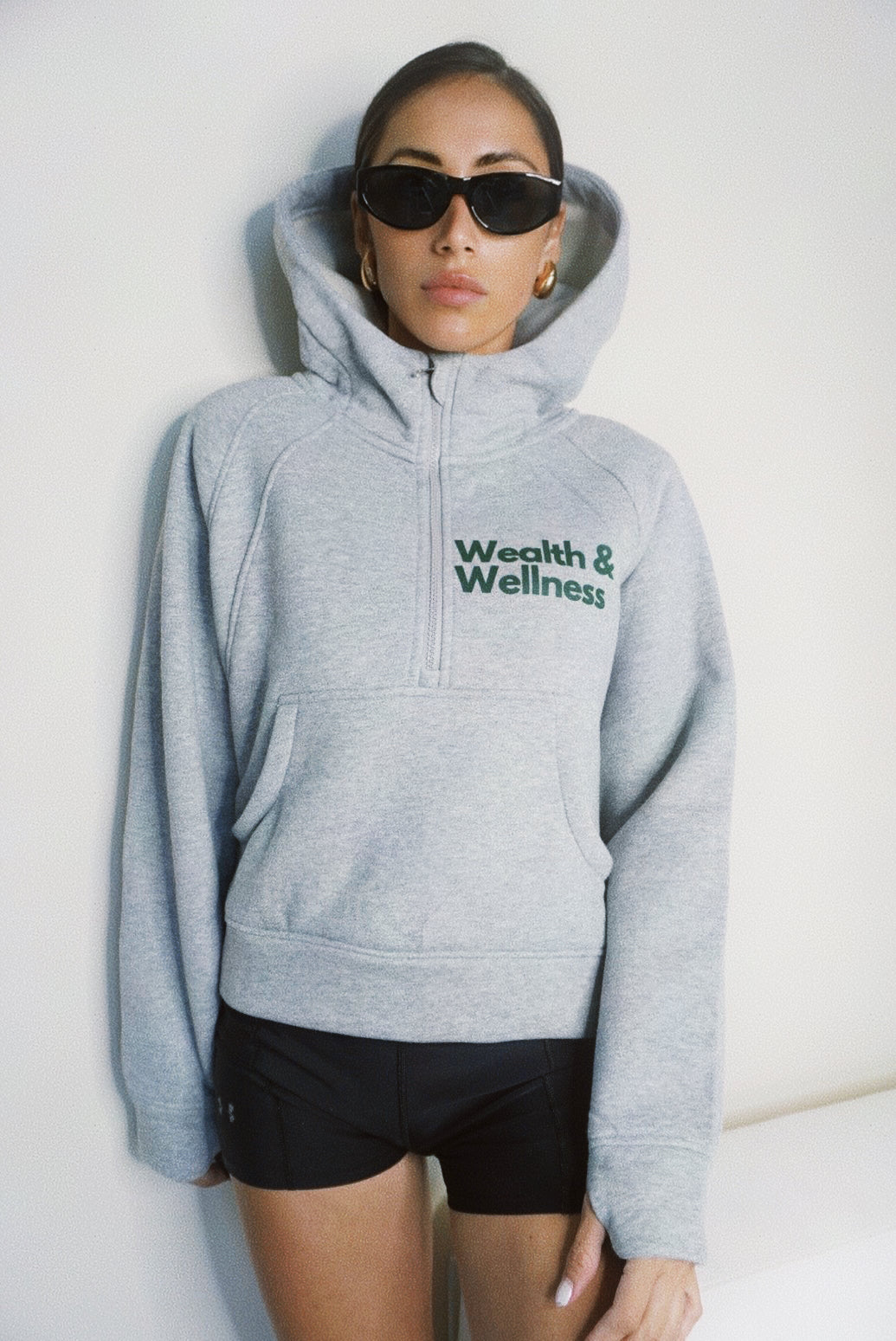 Wealth & Wellness Scuba Oversized Half-Zip Hoodie