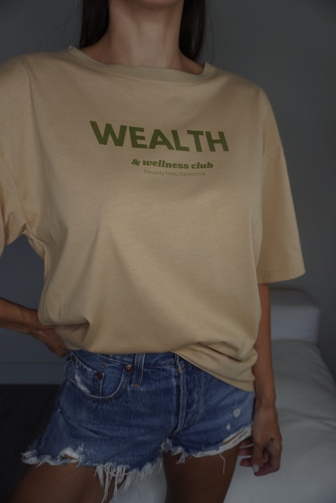 Wealth & Wellness Oversized Tan T-Shirt