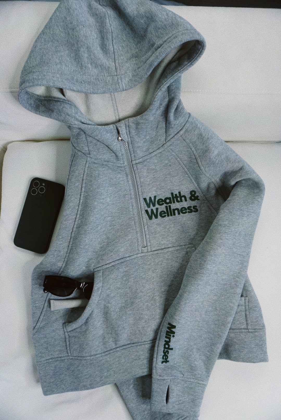 Wealth & Wellness Scuba Oversized Half-Zip Hoodie