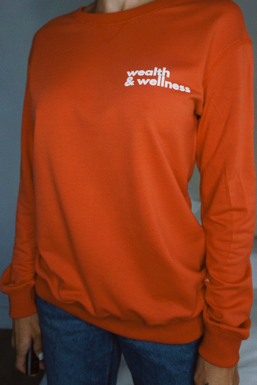 Wealth & Wellness Club Long sleeve Cotton Jersey T-Shirt in Red and White