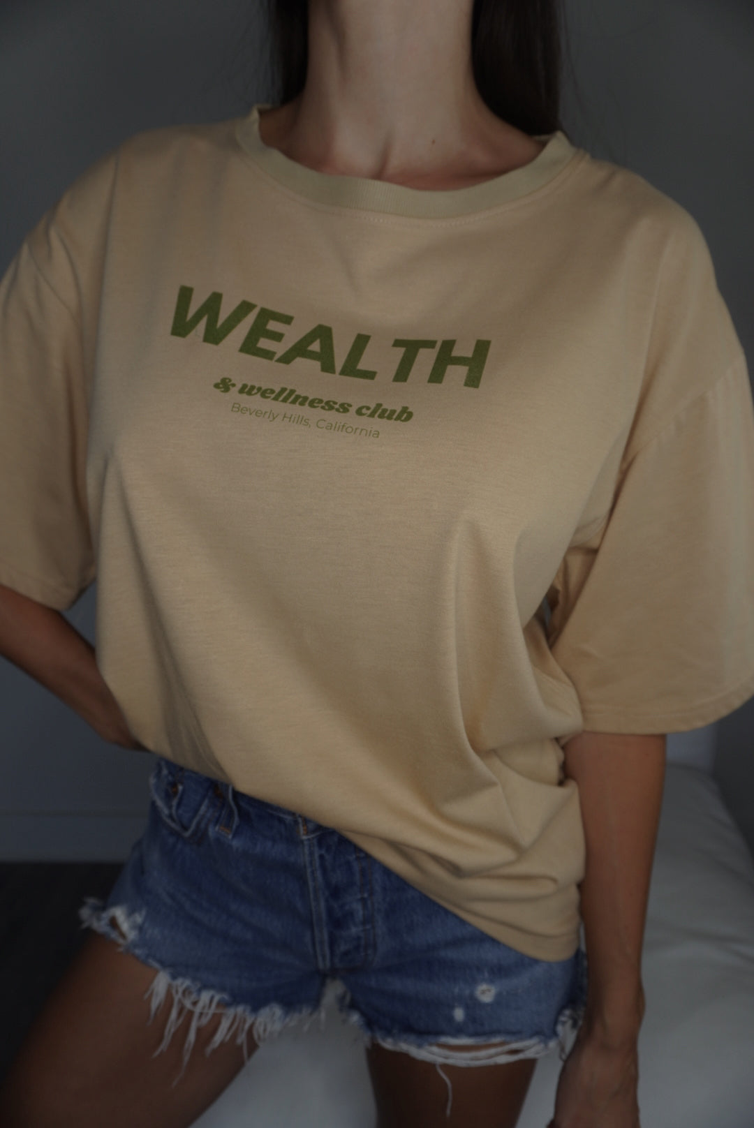 Wealth & Wellness Oversized Tan T-Shirt