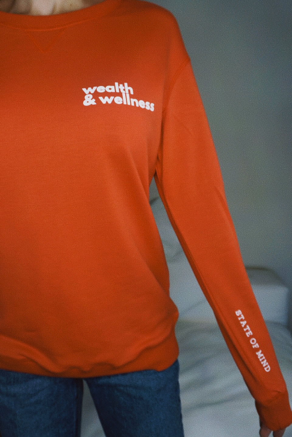 Wealth & Wellness Club Long sleeve Cotton Jersey T-Shirt in Red and White