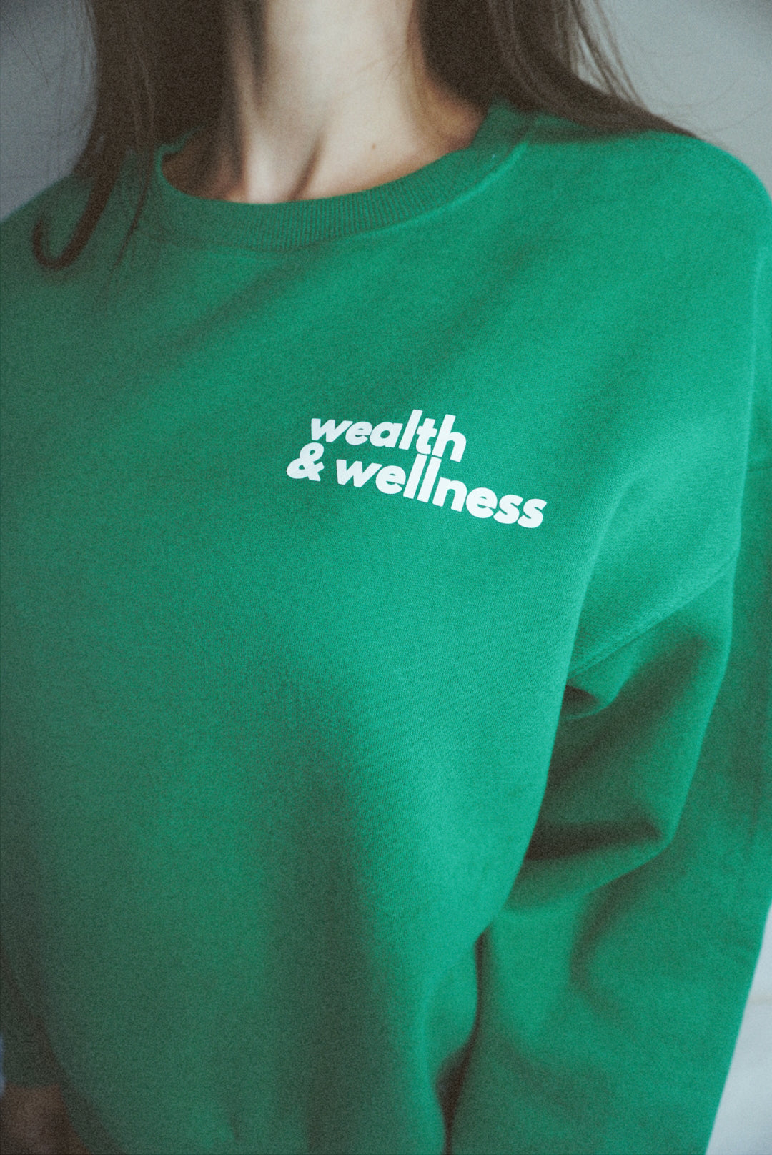 Wealth & Wellness Club Kelly Green Oversized Crewneck Sweatshirt