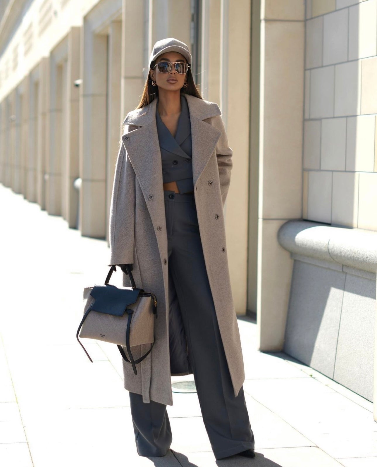 Taupe Cashmere Wool Trench Coat