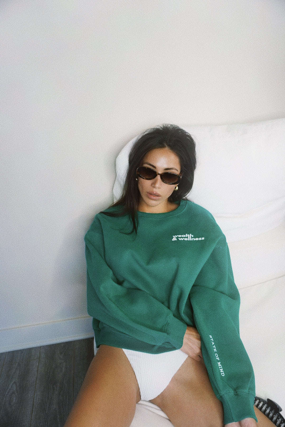 Wealth & Wellness Club Kelly Green Oversized Crewneck Sweatshirt