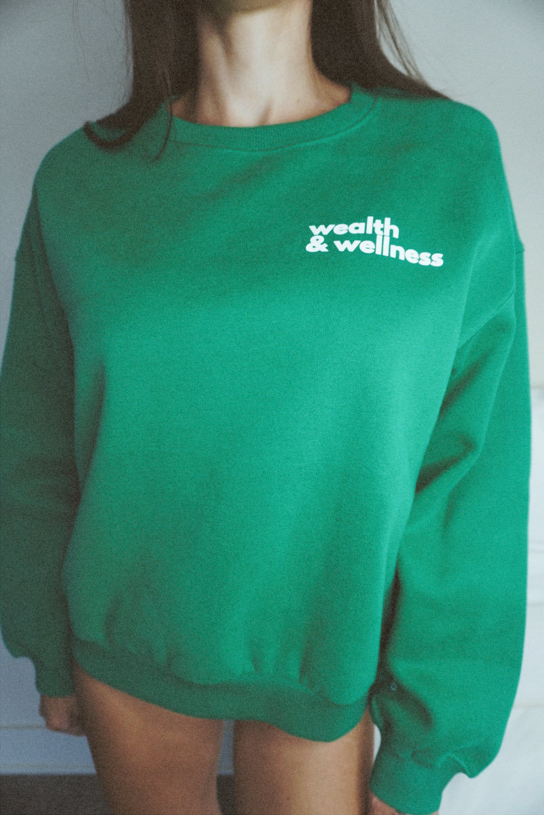 Wealth & Wellness Club Kelly Green Oversized Crewneck Sweatshirt