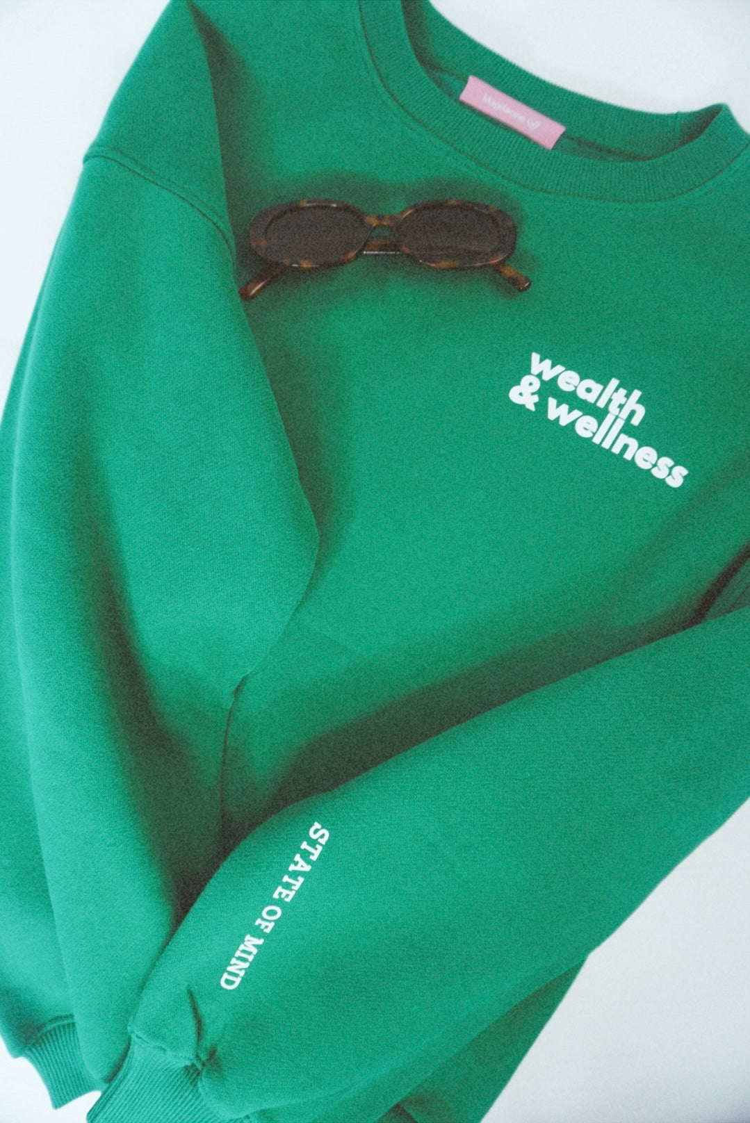 Wealth & Wellness Club Kelly Green Oversized Crewneck Sweatshirt