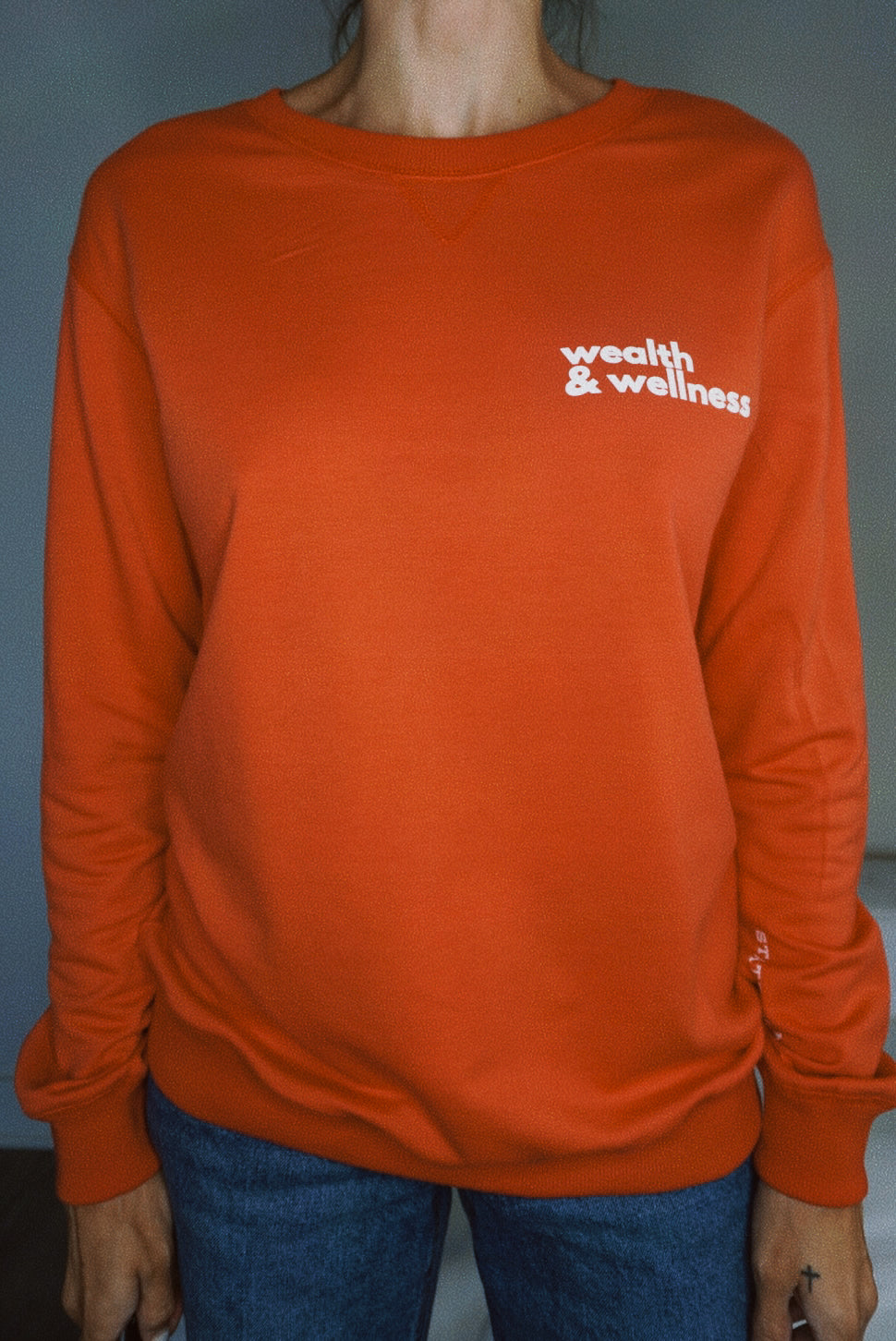 Wealth & Wellness Club Long sleeve Cotton Jersey T-Shirt in Red and White