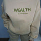 Wealth & Wellness Club Tan and Green Oversized Crewneck Sweatshirt