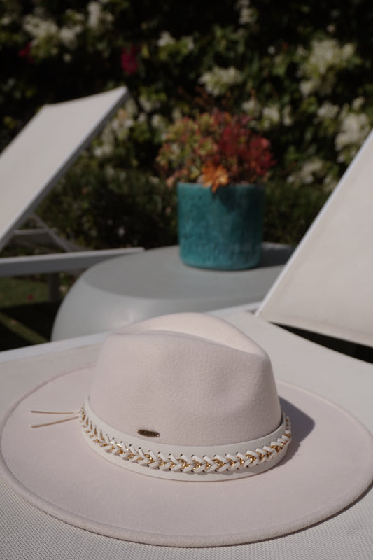 Tan Wool Hat with Leather Band