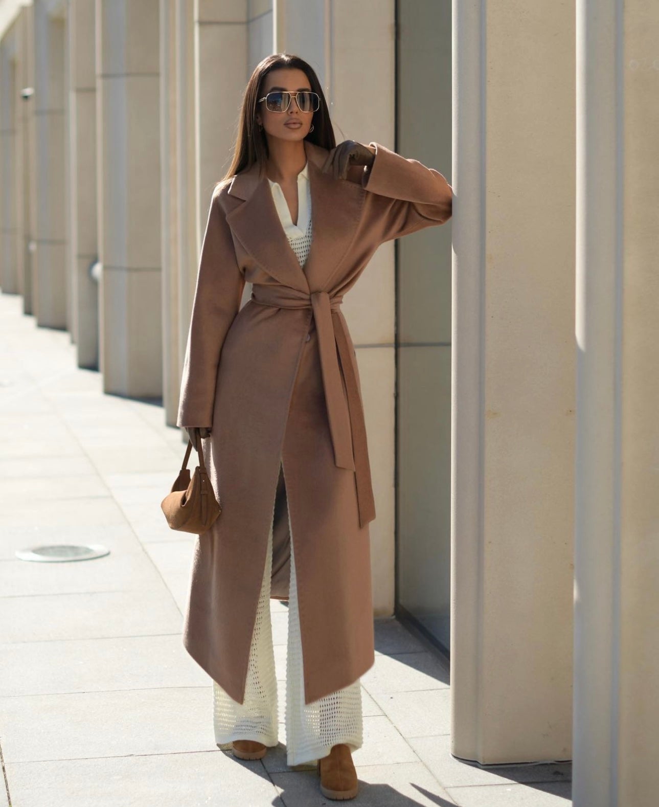 Brown Cashmere Wool Trench Coat