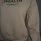 Wealth & Wellness Club Tan and Green Oversized Crewneck Sweatshirt