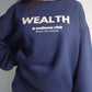 Wealth & Wellness Club Navy Blue Oversized Crewneck Sweatshirt
