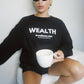 Wealth & Wellness Club Black Oversized Crewneck Sweatshirt