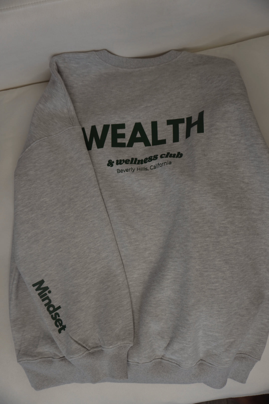 Wealth & Wellness Grey and Dark Green Oversized Crewneck Sweatshirt