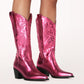 Metallic It Girl Cowgirl boots Hot Pink