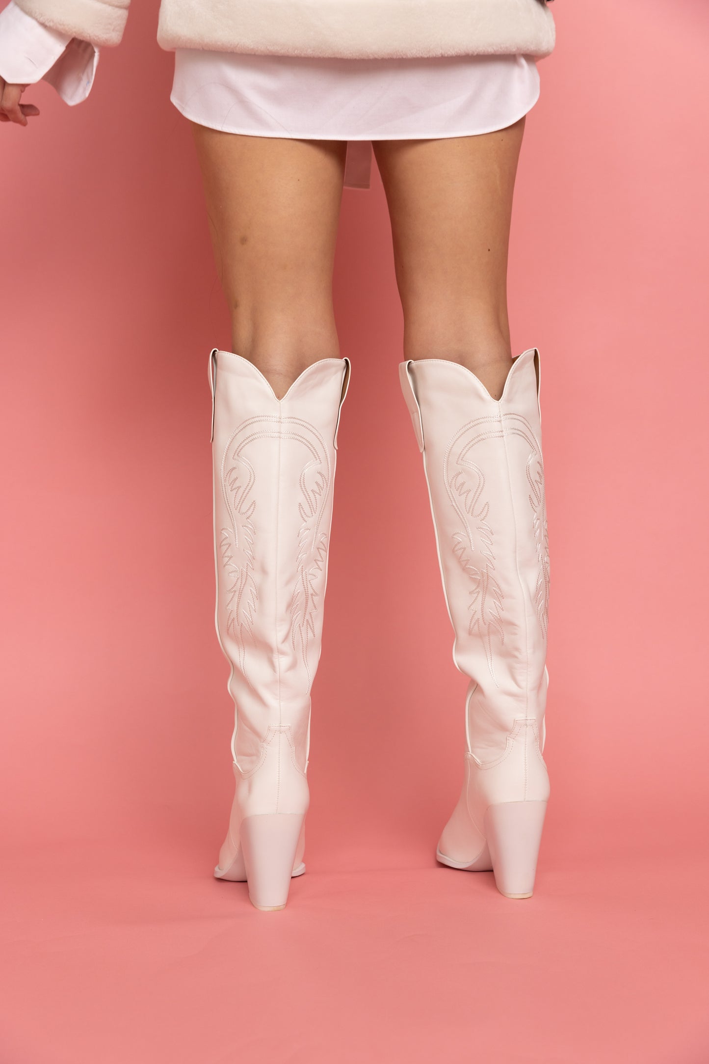 Classic White Heel Cowgirl Boot