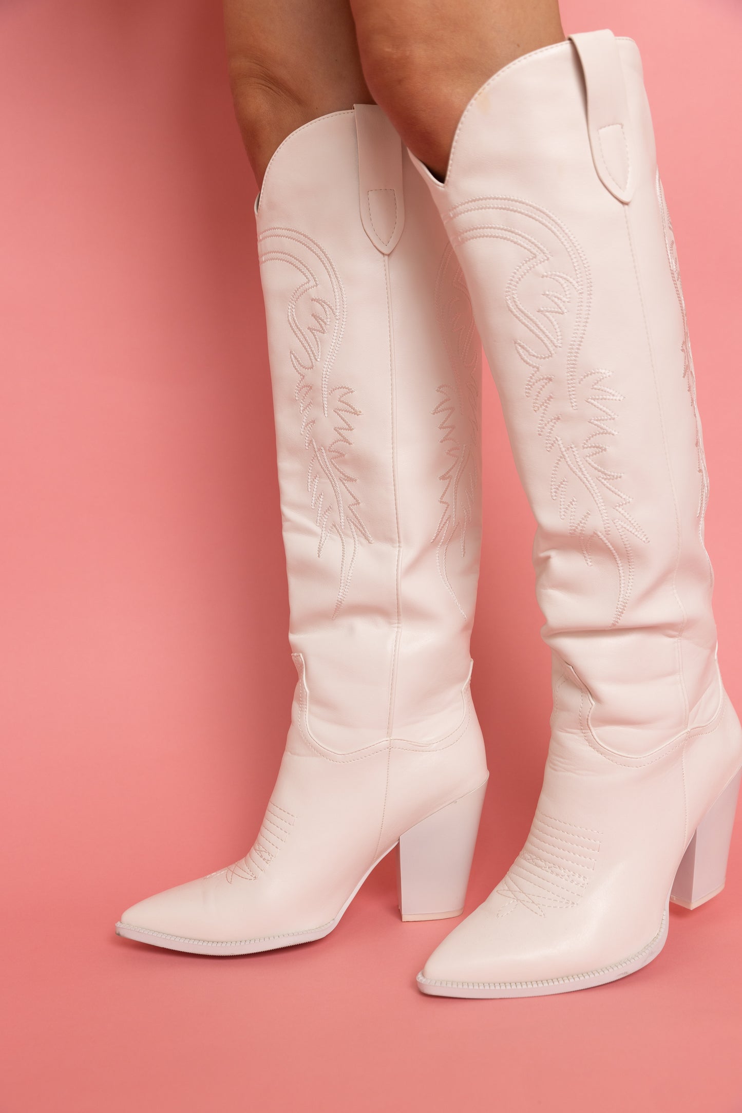 Classic White Heel Cowgirl Boot