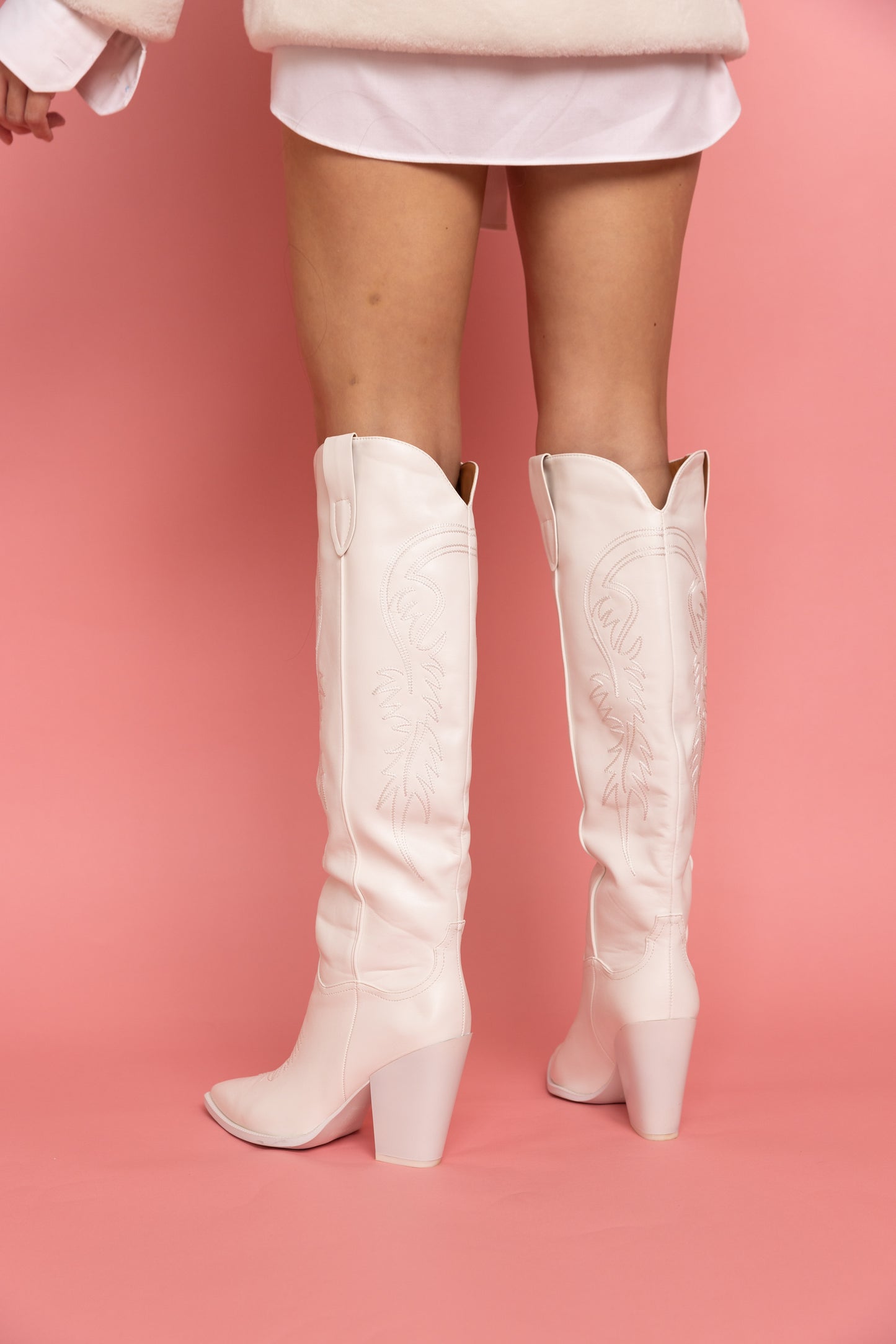 Classic White Heel Cowgirl Boot