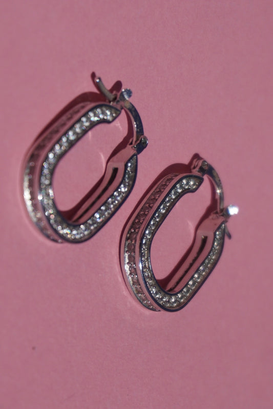 Diamond modern hoop earrings