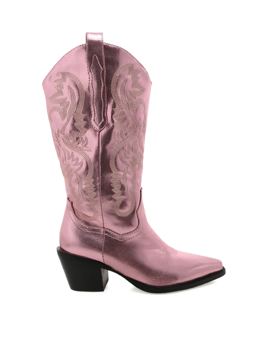 It Girl Cowgirl boots in Baby Pink Metallic